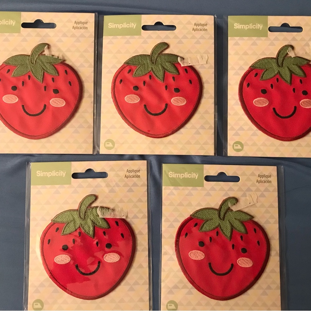 Simplicity Red Strawberry Patch Applique  iron on lot 5 apron jean hat
